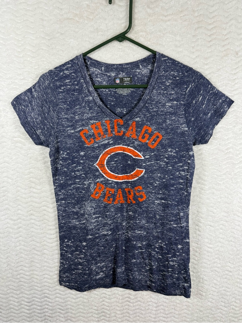 Team Apparel Women's Heather Navy V‑Neck Tee with White NFL Shield